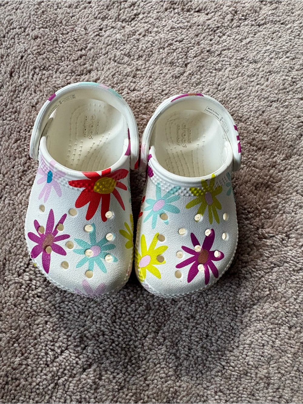 CROCS White Kids Floral Clog with Multicolor Flowers